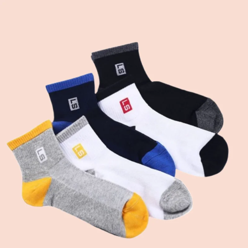 

6/12 Pairs Men's Mid-tube Deodorant Summer Thin Sweat-absorbent Mesh Four Seasons Letter Sports Breathable Casual Socks