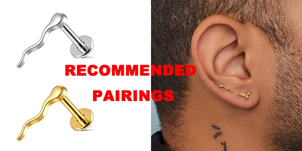 Twolobes 1 Stück ASTM F136 Titan Tropfenförmiger Labret-Piercing Innengewinde Flacher Rücken Ohrstecker Helix-Ohrring Schmuck 18G 16G – Detail 2