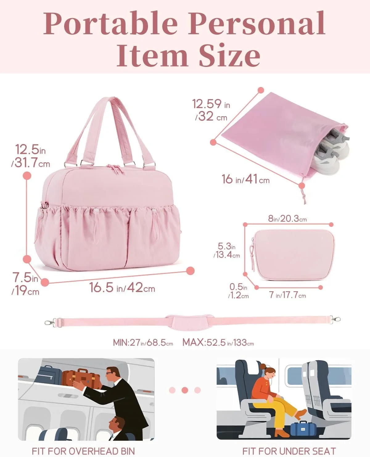 Gym Bag for Women with Wet Pocket Shoe Bag and Toiletry Pouch Shoe Bag and Toiletry Pouch Travel Duffel Weekender Overnight Bags