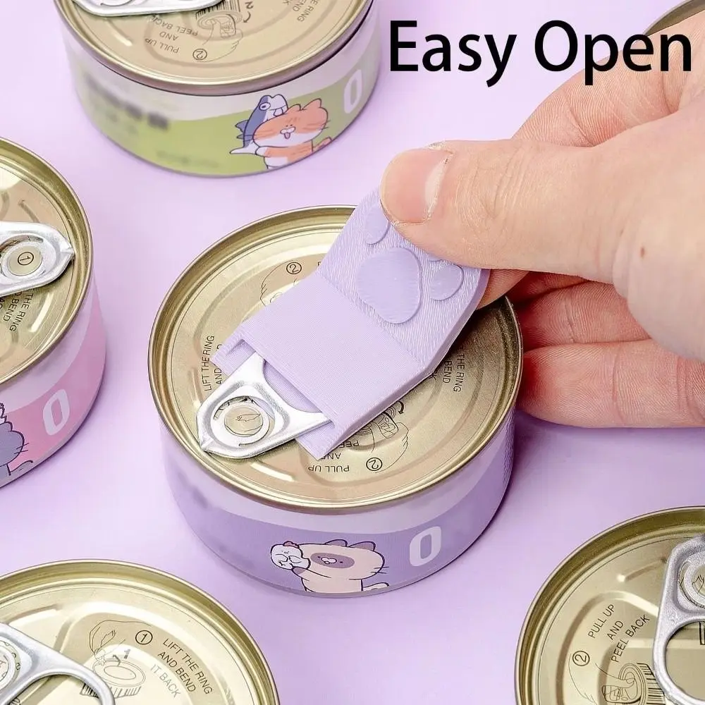Cute Non-Slip Grip Cat Food Can Opener Easy-Clean Ergonomic Bottle Opener Cat Paw Plastic Canned Food Opener Cat Food Cans