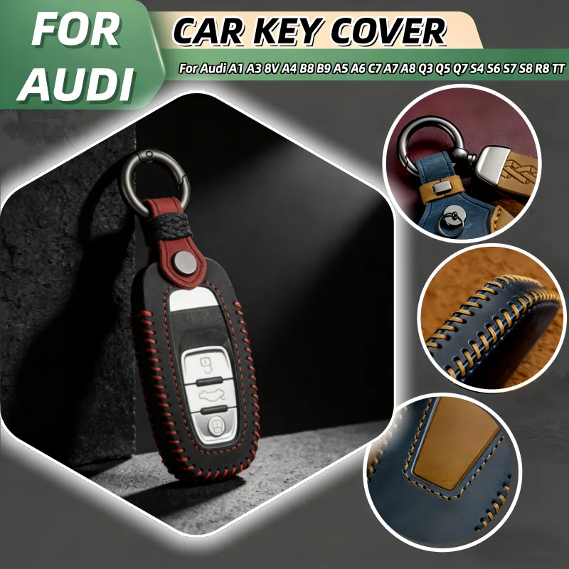

Leather Car Remote Key For Audi A1 A3 8V A4 B8 B9 A5 A6 C7 A7 A8 Q3 Q5 Q7 S4 S6 S7 S8 R8 TT Holder Car Key Case Accessories