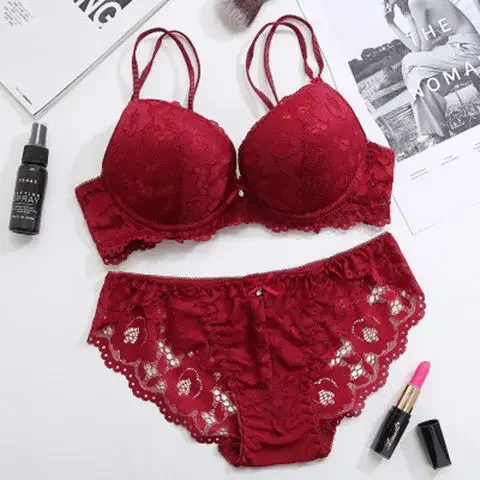 Big Push Up Bra Set 7 Colors Lace Bra And Panty Set Sexy Women’S Embroidery Deep V Lingerie Set Good Quality Pretty Underwear