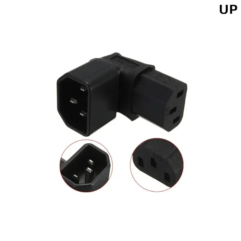 Nuevo conector IEC de 3 pines hacia abajo hasta 90 en ángulo IEC 320 C14 macho a C13 hembra conector adaptador de corriente enchufe de CA para montaje en pared LCD TV