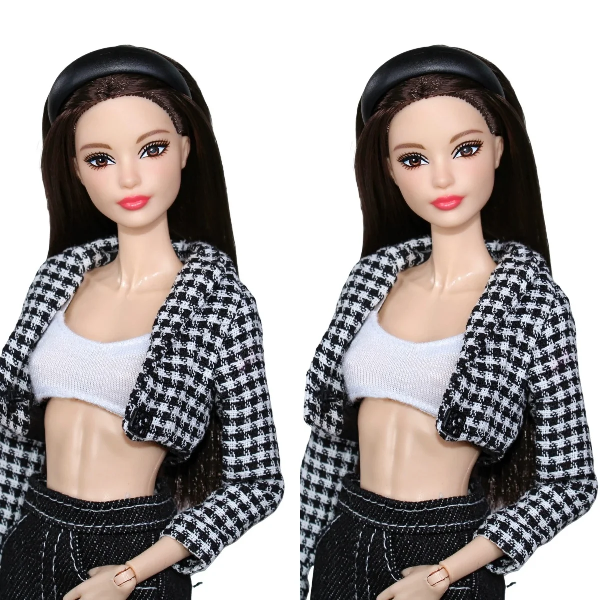 30 سنتيمتر دمية أغطية الرأس اكسسوارات الموضة النسخة الكورية بسيطة الأسود العصابات الشعر غطاء الرأس ل 1/6 FR BJD عارضة أزياء دمية فستان