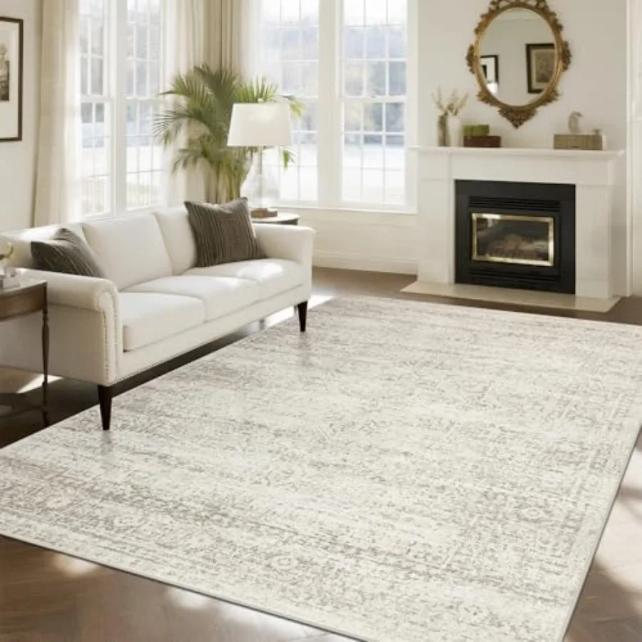 

Washable Rugs 8x10 Area Rugs for Living RoomUltra Soft Faux Wool Retro Rugs for Bedroom Dining Room Non SlipandNon-Shedding Low