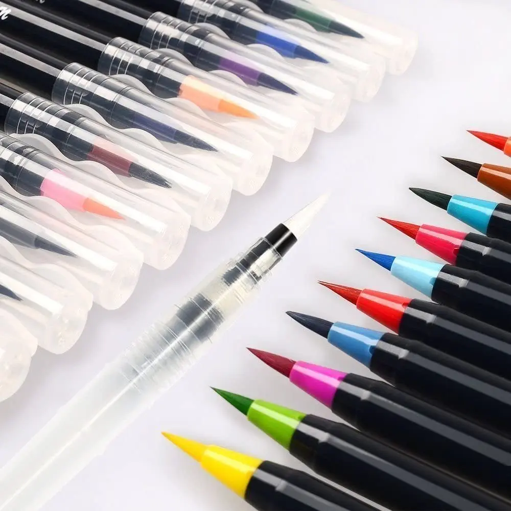 

Watercolor Brush Pens Set - Premium Soft Flexible Dual Tips Coloring Brush Pen & Fineliner Color Marker Pens for Children Adult