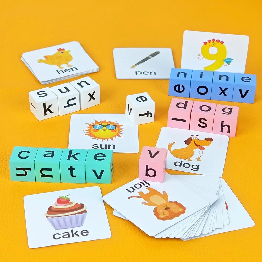 英語の文字を教えるパズル木製スペル単語おもちゃ教育玩具木製教材文字ブロック