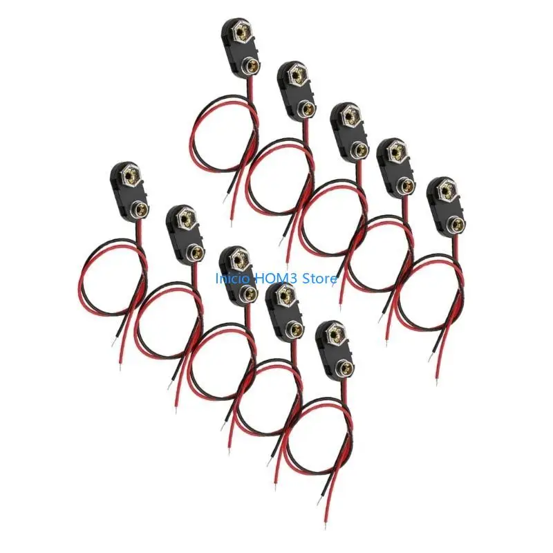 A5YD 9V Battery Wiring Buckle 9V Battery Button 9V Battery Hard Shells 9V Connector Buckle Plastic Housing with 15cm