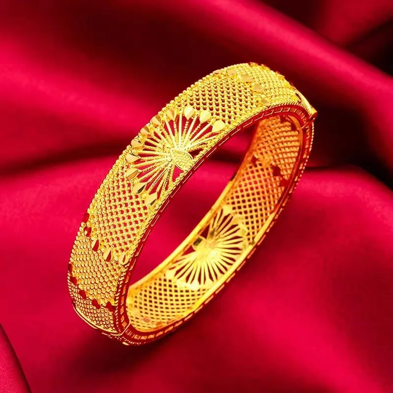 Women's 24K Gold AU999 Retro Peacock Screen Bracelet | Magnetic detachable screen with poetic inscriptions