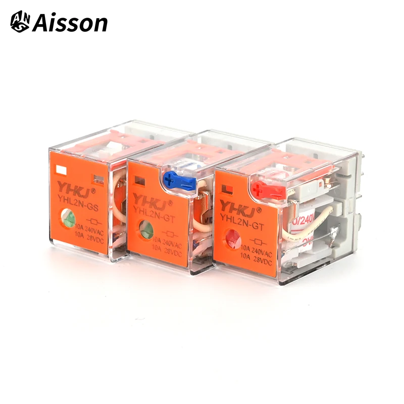 LY2N-J LY2N-GS LY2N-GT 10A Miniature Coil Electromagnetic Intermediate Relay DC AC 12V 24V 110V 220V 8Pin 11Pin 14Pin