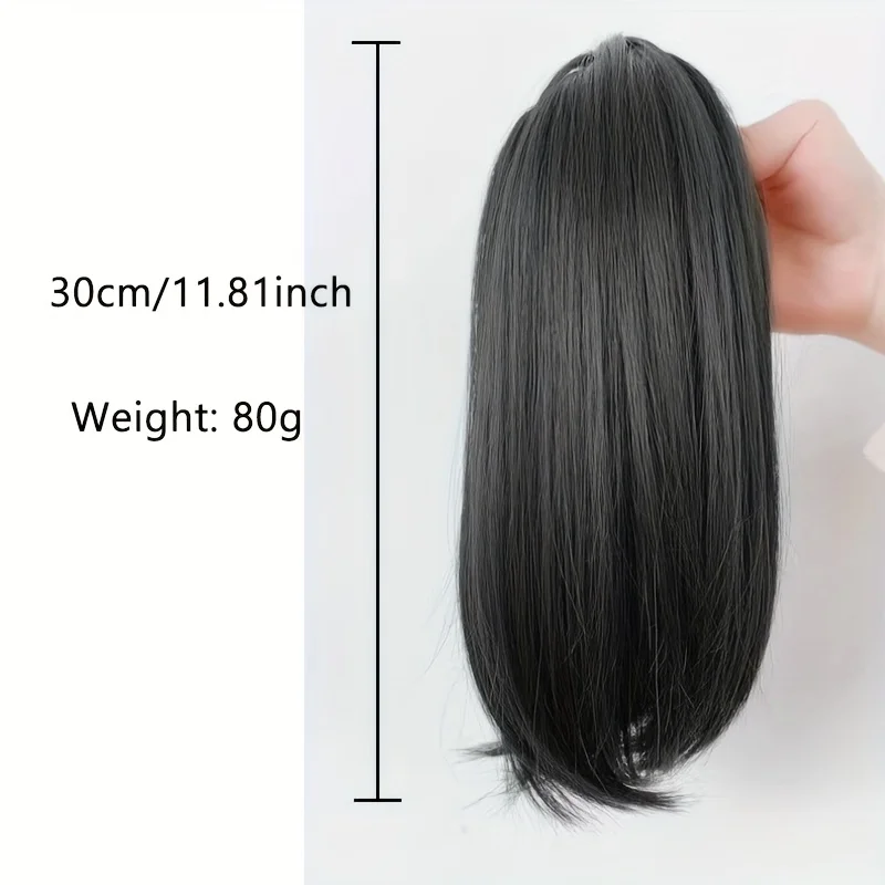AOSIWIG الاصطناعية قصيرة مستقيم مخلب كليب في ذيل حصان الفتيات أسود براون ملحقات وهمية كاذبة هيربيسي للنساء اليومية Payty #4