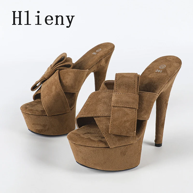 شباشب نسائية صيفية عصرية بعقدة على شكل فراشة من Hlieny أحذية نسائية مفتوحة من الأمام بكعب عالي رفيع أحذية للحفلات Zapatos De Mujer #5