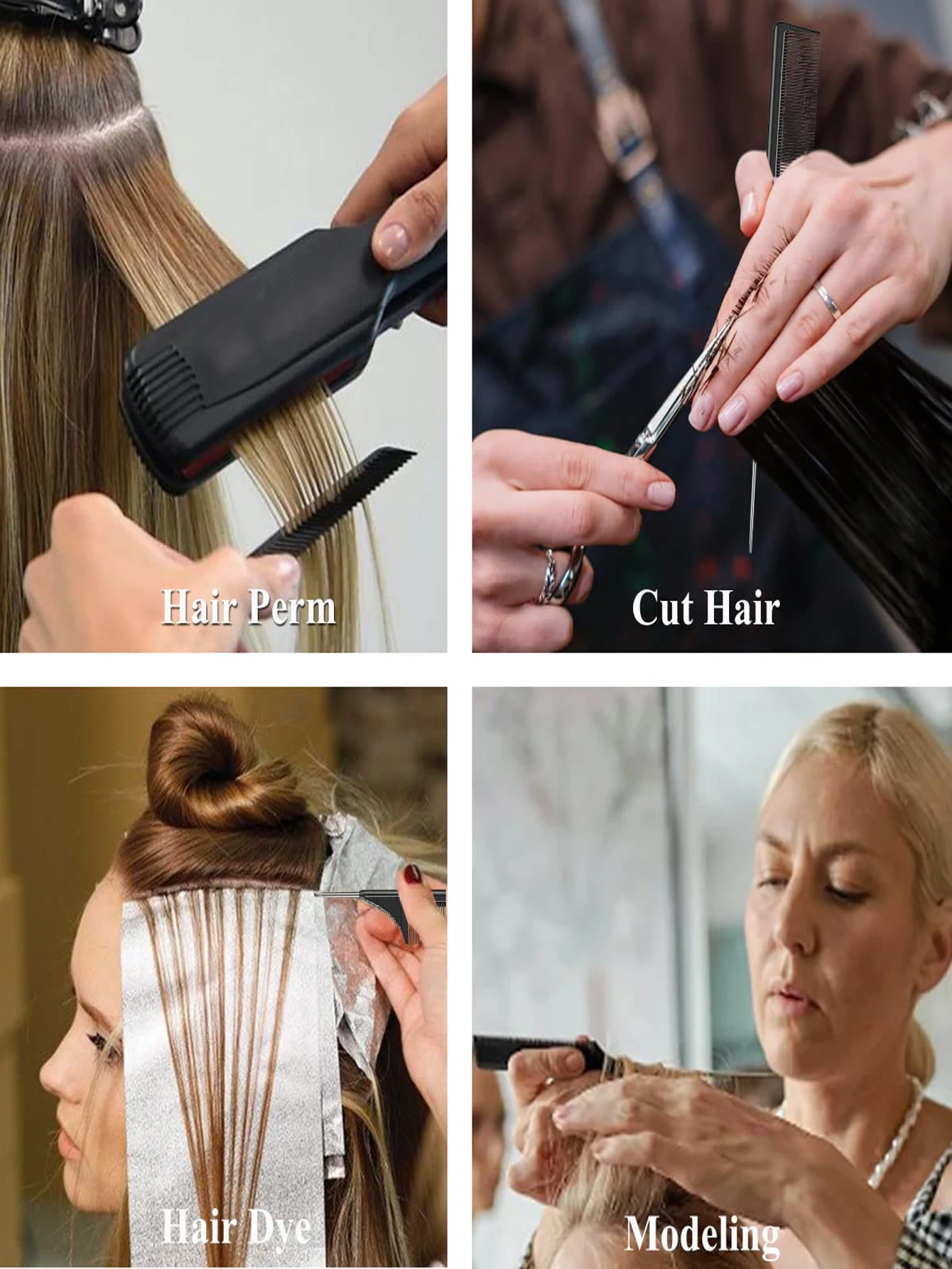 6 قطعة مشط ذيل مدبب من الفولاذ مشط إبرة للشعر المجعد مع أسنان كثيفة أداة تصفيف الشعر الاحترافية للمنزل وصالون #2