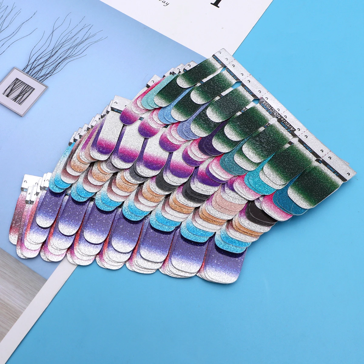 

14 Pcs Nail Art Stickers Gradient Color Fashion Decorations Accessories Manicure Supplies Beautiful Safe Creative Unique Party