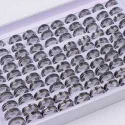 20Pcs/Lot Fashion Black Drop Oil Stainless Steel Rings For Women Men Mix Style Vintage Star Moon Jewelry Party Gifts