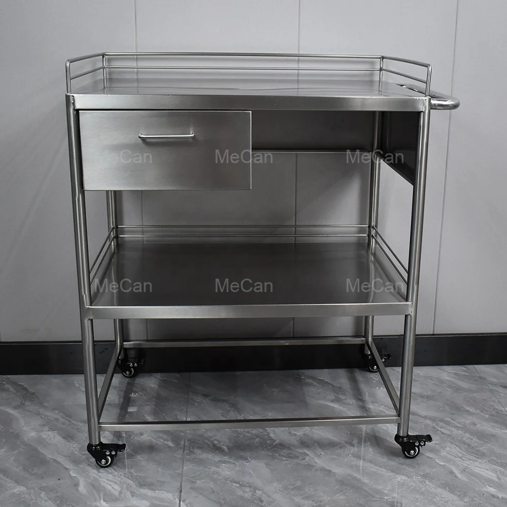 Veterinary Surgery Examination Table Pet Exam Preparation Table Stainless Steel Pet Surgery Auxiliary Cart with Drawers