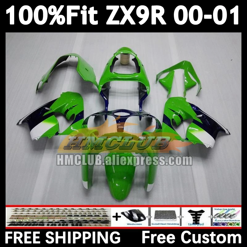 

Литьевые корпуса для KAWASAKI NINJA ZX 9R 9 R 900 2000 2001 165 No 44 ZX900 900CC ZX-9R ZX9 R ZX9R 00 01 зеленый белый OEM обтекатель