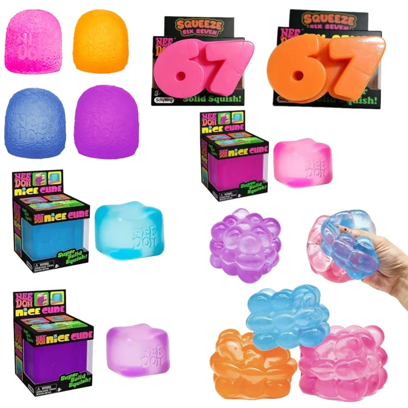 4PCS New Needoh cube, sensory toy, pressure resistant building blocks, stress relieving kneading music, children's souvenir