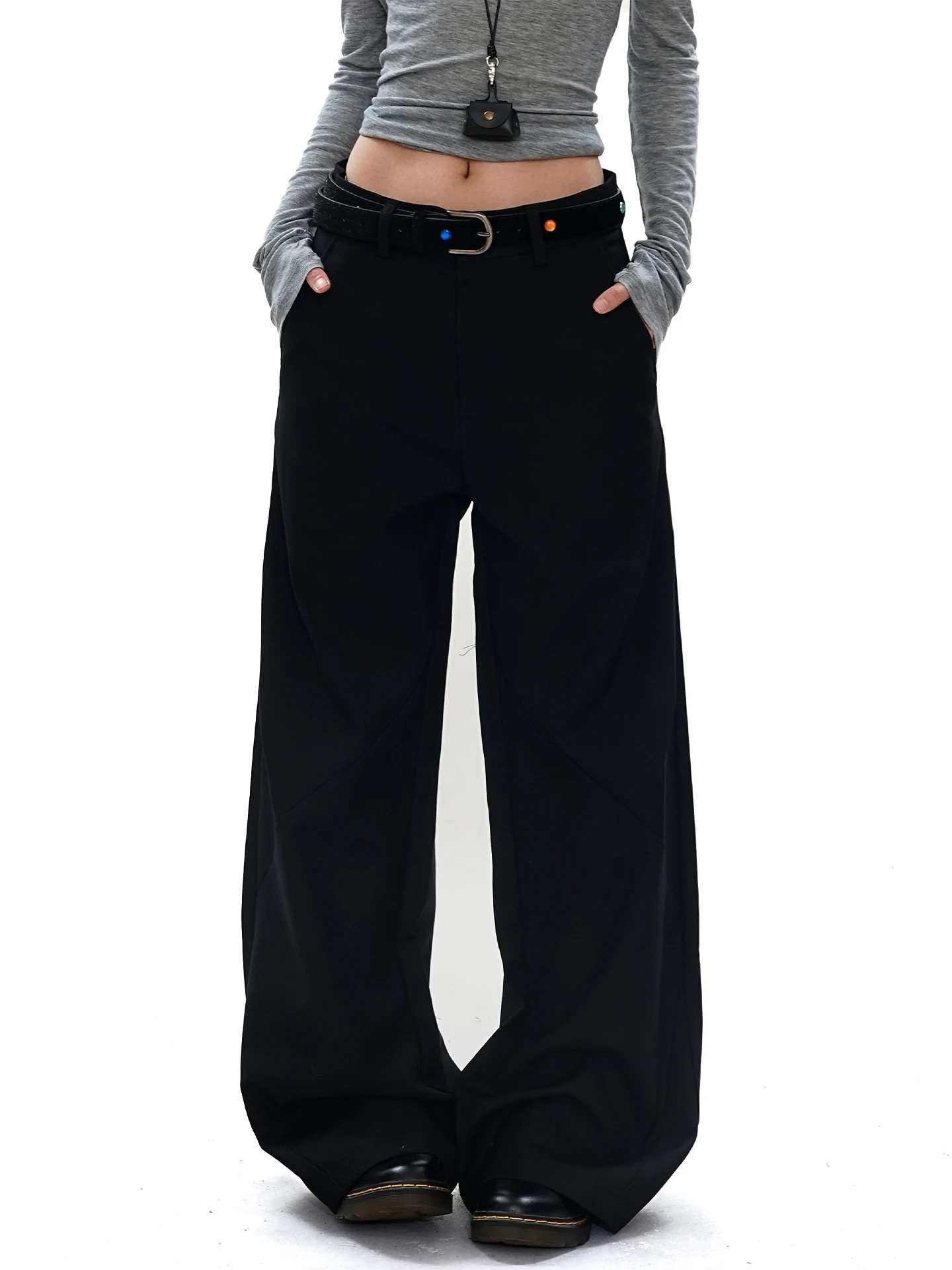 

Брюки S3T5 Simple Bla с широкими штанинами и прямым кроем, повседневные, в американском стиле, свободного кроя, Cleanfit, для мужчин и женщин, для поездок на работу, из полиэстера.