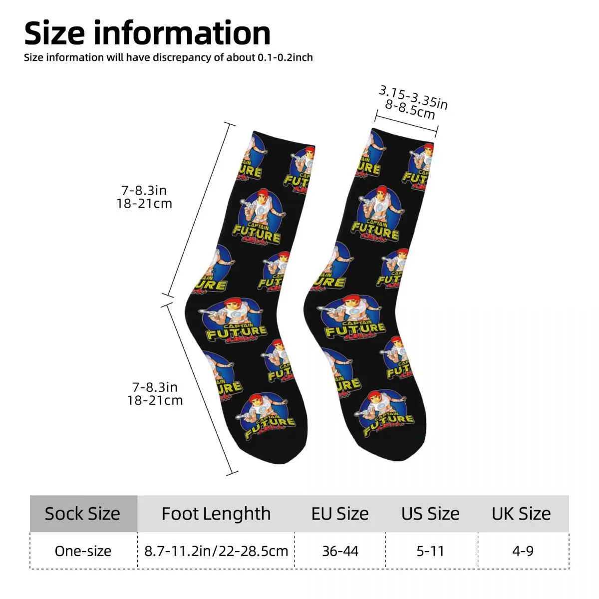 Autumn Winter Crazy Design Women Men Anime Captain Future Socks Sweat Absorbing Middle Tube Socks