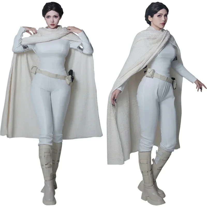 

Padme Cosplay Amidala Fantasy Cloak Battle Suit Movie Space Battle Costume Outfits Girls Women Adult Halloween Carnival Suit