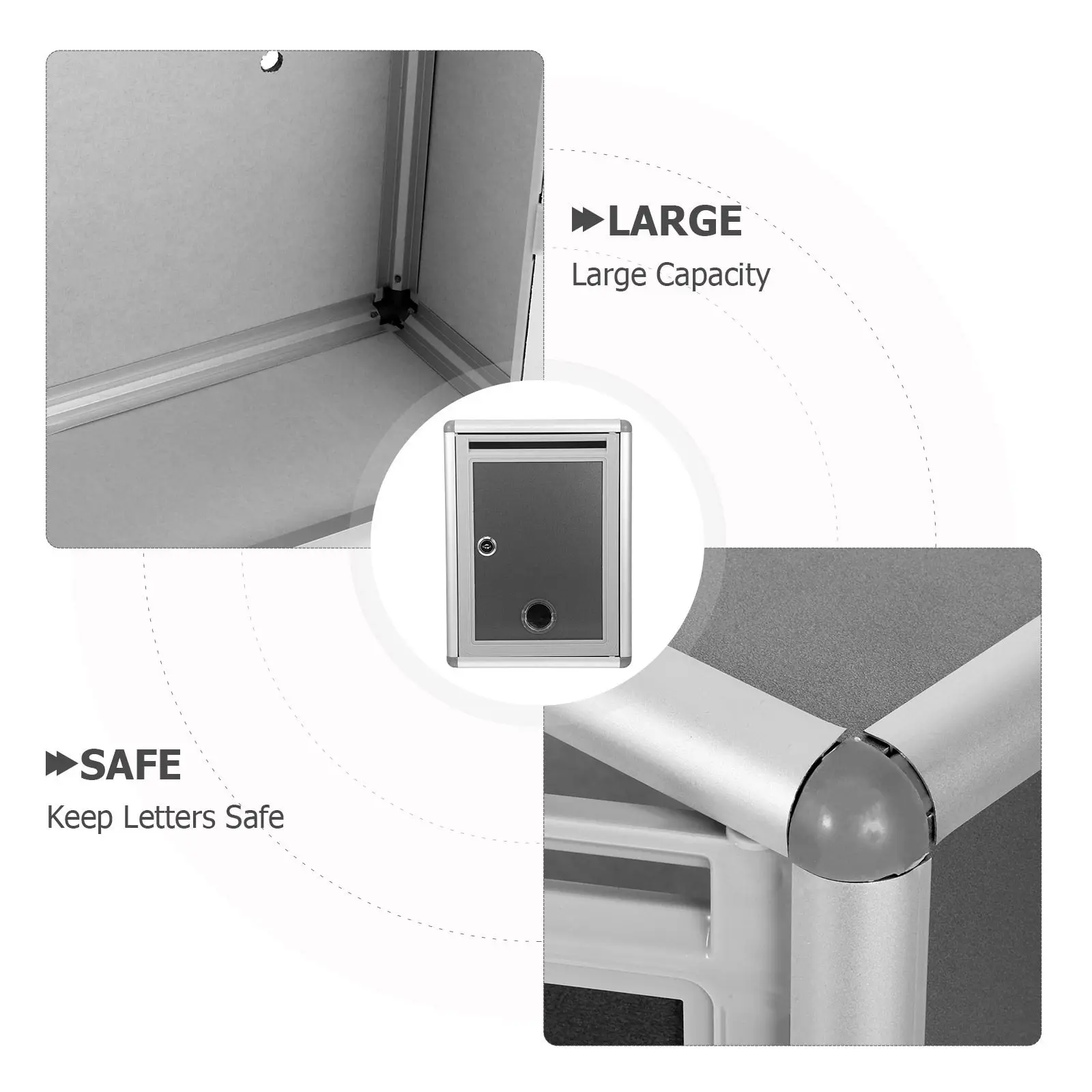 Lockable Metal Suggestion Box Front Slot Secure Donation Collection Mailbox Wall Mounted Large Capacity Feedback Box