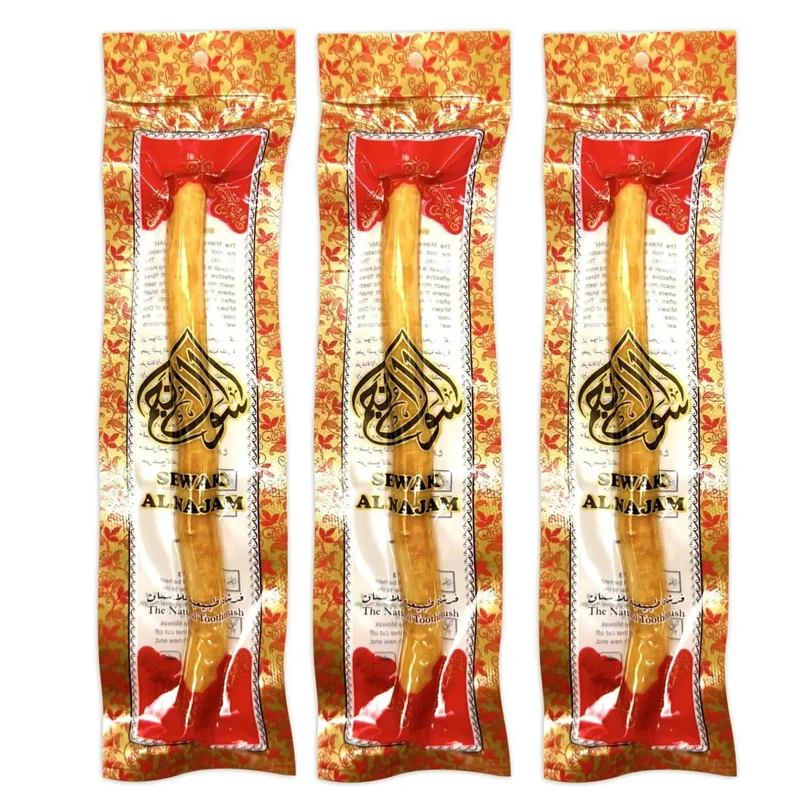 Bâton Miswak Sewak pour livres, 3 pièces, traditionnel, naturel, détachant, voyage, doux