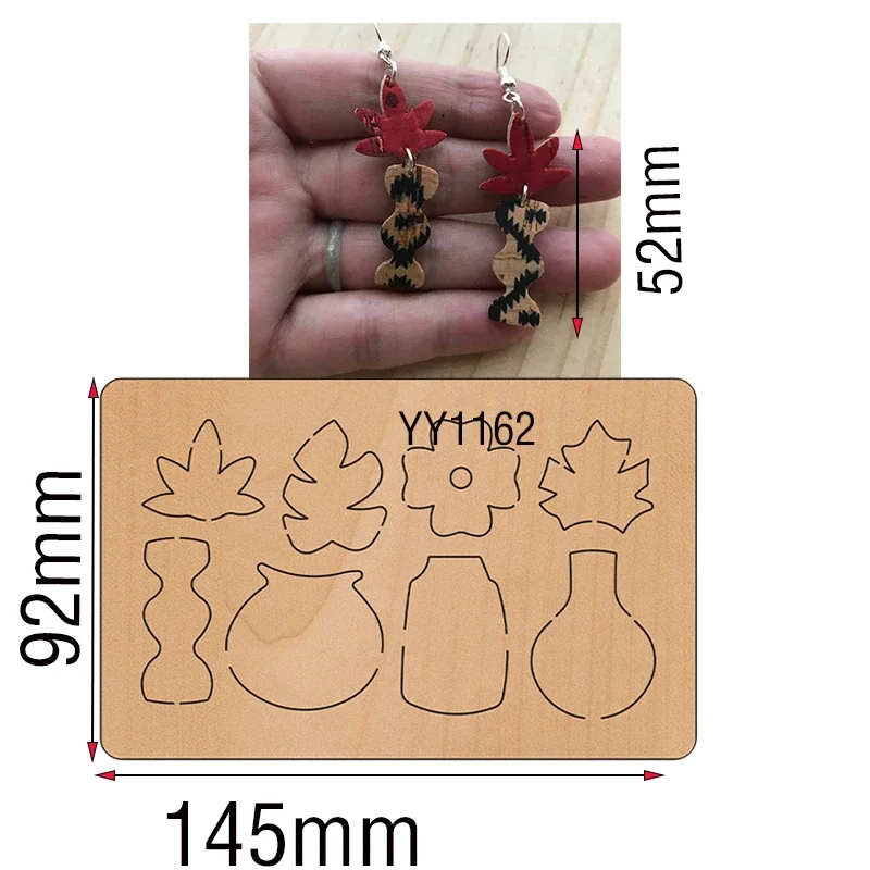 JK -Wooden Die-cutting Clipboard Craft Knife Die May Flower Earring Die YY1162 Is Compatible With Most Manual Die-cutting