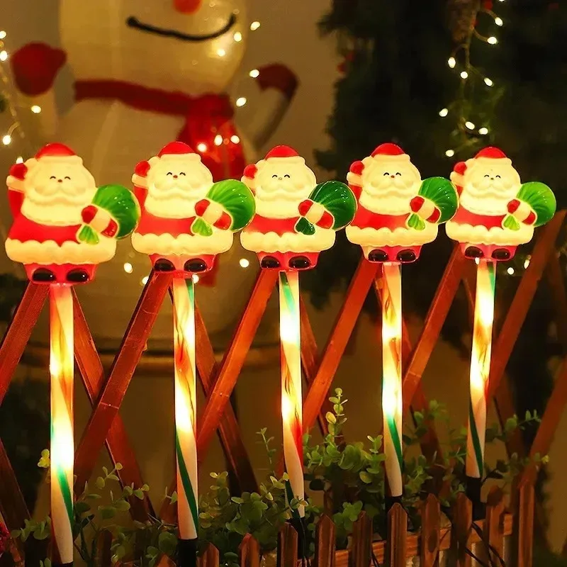 Christmas Yard Decor Solar Powered Santa & Snowman LED Lawn Lamps Waterproof Outdoor Lighting for Garden Rural Xmas Scene