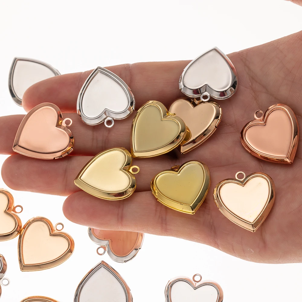 5 stücke Metall Herzförmige Box Foto Medaillon Anhänger Für Frauen DIY Halskette Ohrring Charms Geschenk Schmuck Machen Liefert Zubehör – Detail 5