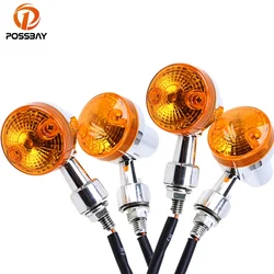 POSSBAY 4Pcs Universal Motorcycle Turn Signal Light for GN125 Harley Suzuki Yamaha Cafe Racer поворотники на мотоцикл 카페레이서