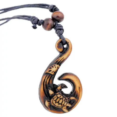 Hawaiian style Turtle Hook Pendant Necklace for Men Women\'s NZ Maori Fish Hook Choker Jewelry Necklace Amulet