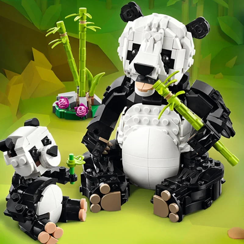 

2025 new 3in1 compatible with 31165 wild animals Panda family gift recommendation for boys and girls building block toy gifts