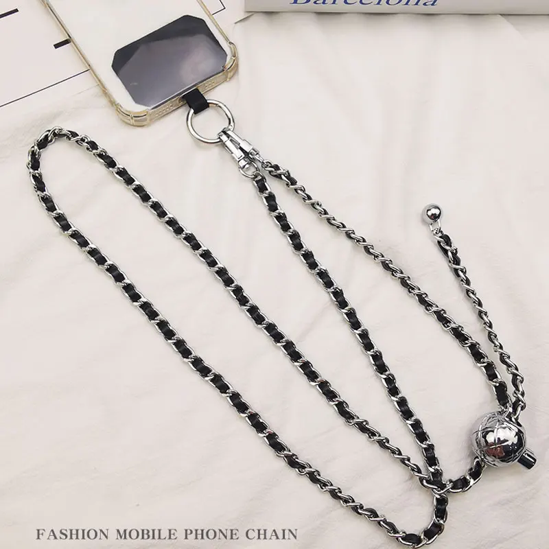 معدن جلد طويل الهاتف الحبل قابل للتعديل Crossbody حزام الكتف سلسلة لجميع قضية الهاتف مكافحة خسر قلادة الحبل مع كليب #4