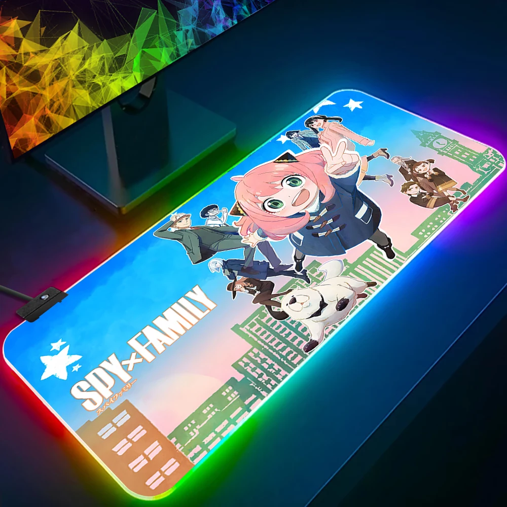 

Spy X Family RGB Pc Gamer Keyboard Mouse Pad Mousepad LED Glowing Mouse Mats Rubber Gaming Computer Mausepad