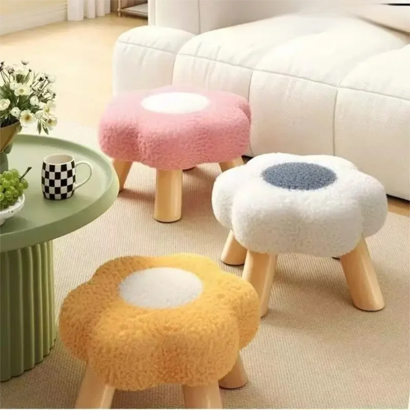 Cute Cloud Flower Stool - Internet Celebrity Home Decor Living Room Girls Bedroom Low Shoe Changing Stool