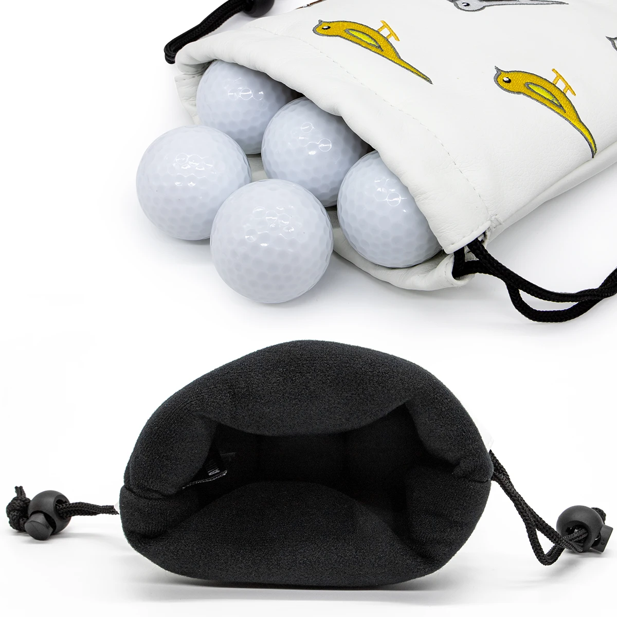 Golf Valuables Pouch, Golf Accessories Bag with Leather, Tee Ball Pouch with Drawstring Closure, Lucky Clover Gilmore Biride