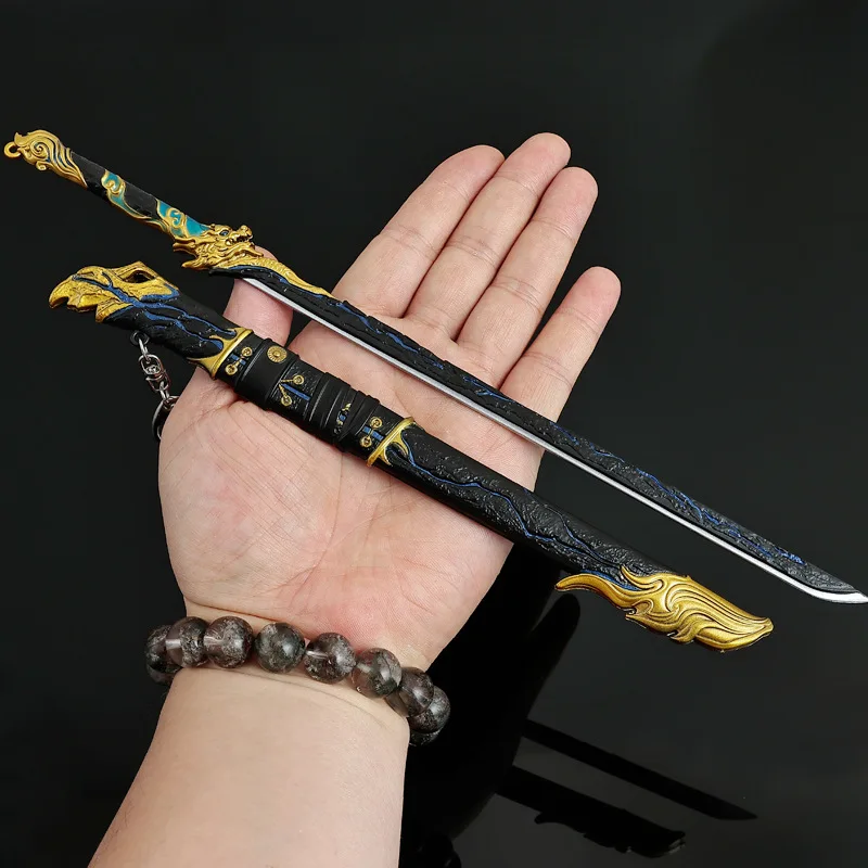 28 cm Naraka Bladepoint arme noir or ancien couteau périphérie arme modèle alliage ornement Collection cadeaux d'anniversaire jouets garçons