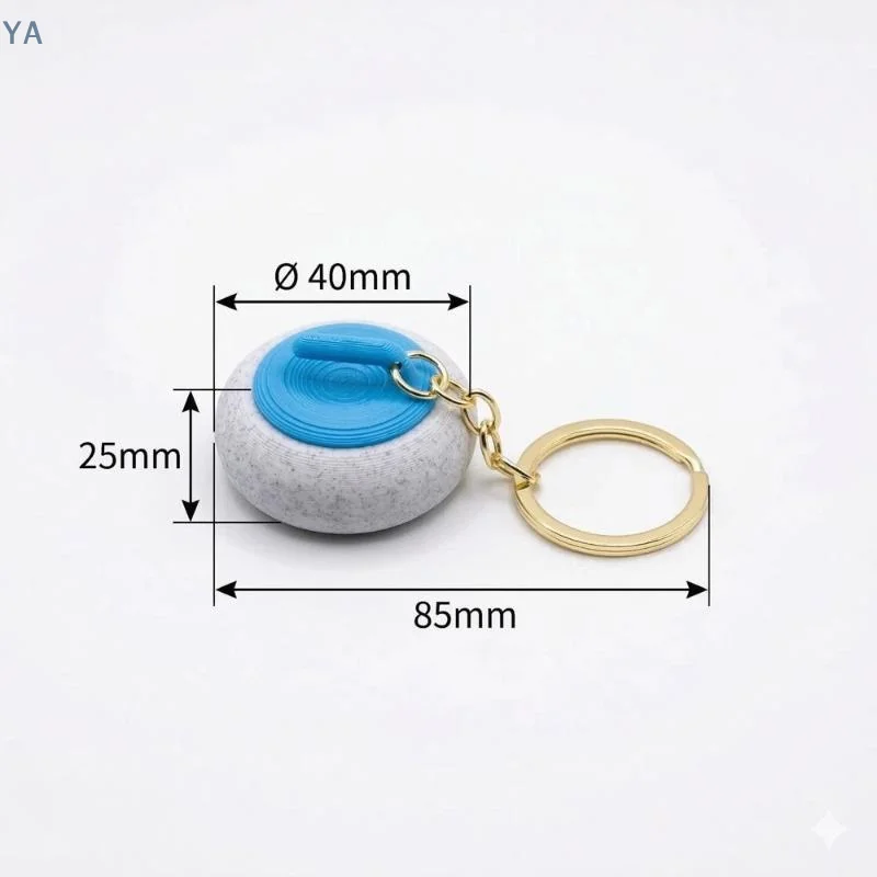 【SA】【AN】Mini Curling Keychain With Realistic Design And Durable Gold Key Ring Perfect For Curling Fans Souvenir Gift