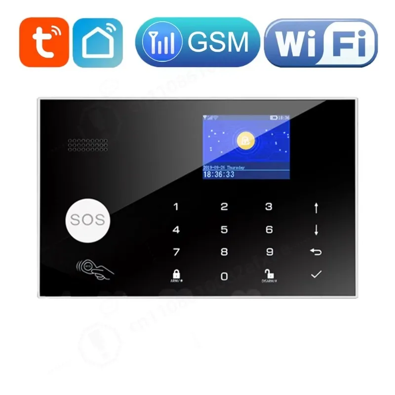 Home Alarm Panel, Tuya WiFi 2G GSM, ABS Material, Smart APP Control, SOS Alert, For Home Security, Anti-theft Home Automation