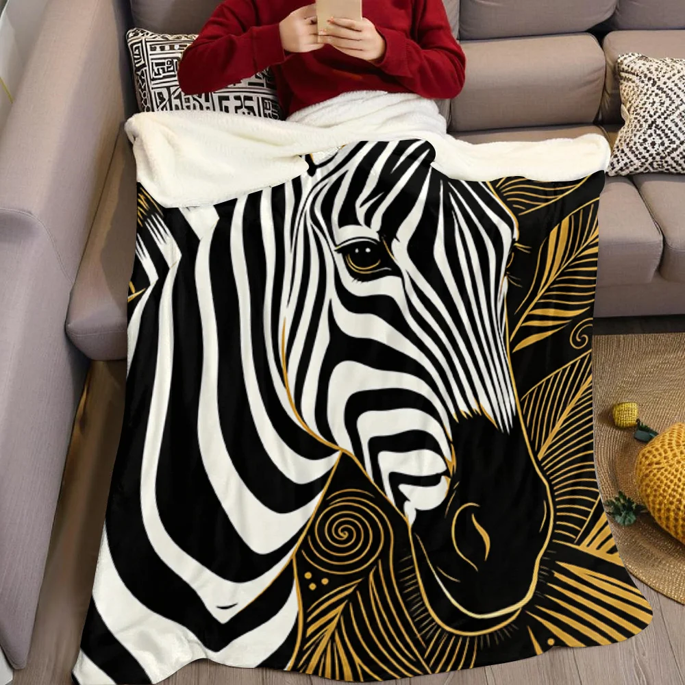 Wild Zebra Stripes Flannel Blanket Warm Soft Halloween Christmas All-Season Couch Decorative Cozy Warm Gift