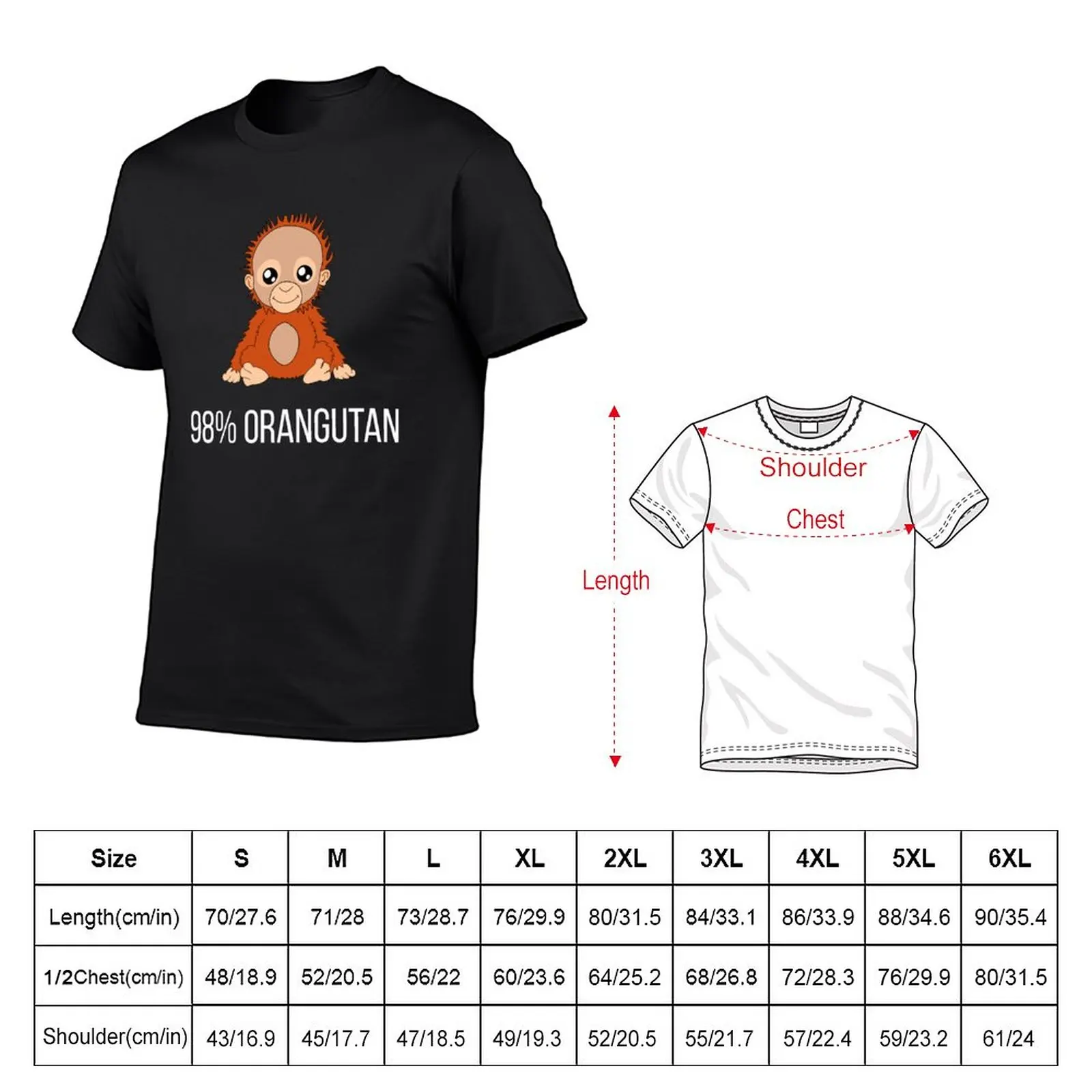 98% orangutan T-Shirt tees shirts graphic tees vintage Men's clothing