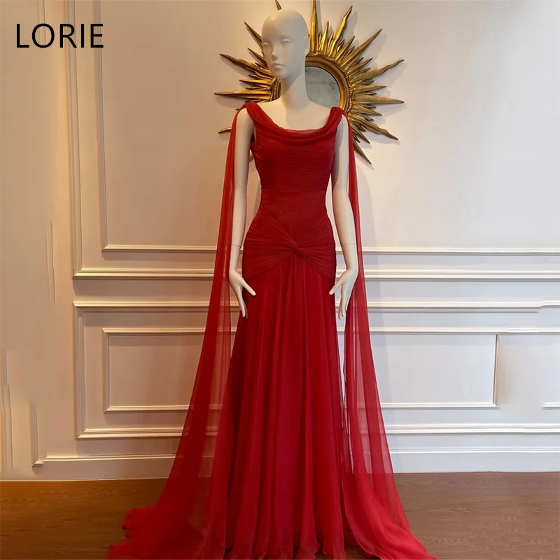 

LORIE Pleat Chiffon A-Line Prom Dresses sleeveless Spaghetti Strap Evening Dress Floor-Length Evening Party Gown Customized