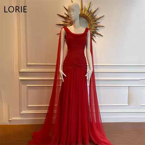 LORIE Pleat Chiffon A-Line Prom Dresses sleeveless Spaghetti Strap Evening Dress Floor-Length Evening Party Gown Customized