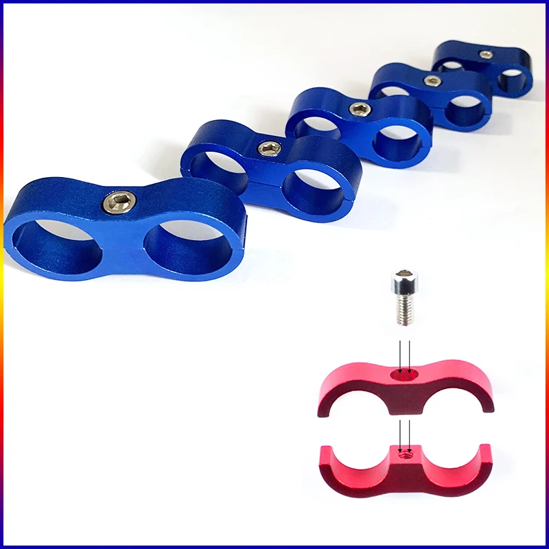 HQ Universal Hose Separator Clamp AN4 AN6 AN8 AN10 AN12 Hose Clamp Billet Oil Fuel Water Tube Divider Line Separator Bracket  HQ
