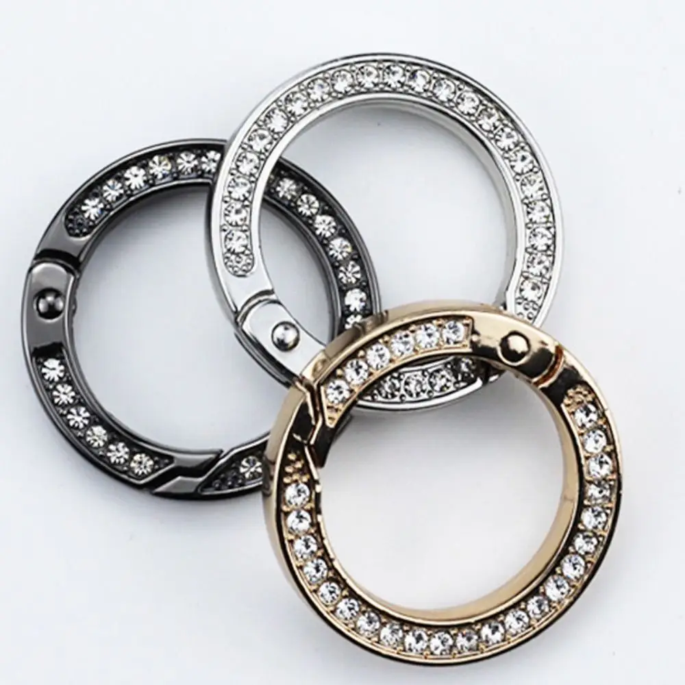 3pcs High Quality Black gold silver Spring O-Ring Buckles 35mm Round Bag Belt Buckle Zinc Alloy Hooks Purses Handbags Buckles