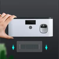 Multifunctional Toothbrush Holder UV Sterilization Automatic Toothpaste Dispenser Intelligent Wall-mounted Household Bathroom