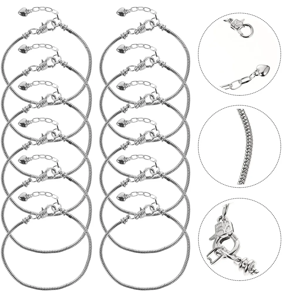 

12 Pcs Jewelry Making Supplies Snake Chain Bracelet Accessories Sterling Silver Miss