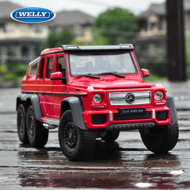 WELLY 1:24 Mercedes-Benz G63 AMG 6*6 modello di auto in lega diecast e giocattolo in metallo fuoristrada modello di auto simulazione regali per