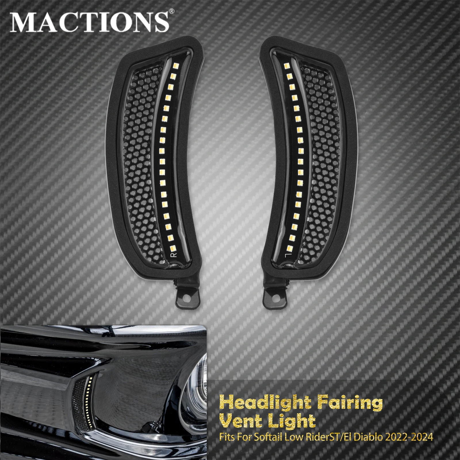 

Motorcycle LED Headlight Fairing Vent Accent Light Turn Signal Lamp For Harley Softail Low Rider ST FXLRST 2022-2024 FXRST 2022